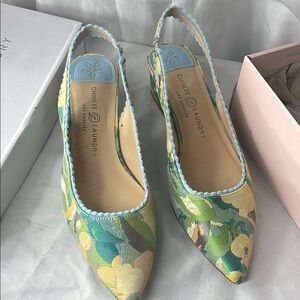 Chinese Laundry Women's Floral Slingback Heels - Green and Blue Size 9.5 NEW!